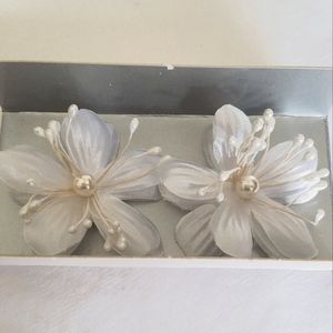 Vintage Avon Fabric Blossom Pierced Earrings